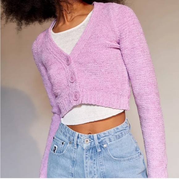 URBAN OUTFITTERS Dina Cardigan In Violet - Picture 1 of 7